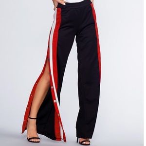 Side Button Up Track Pants